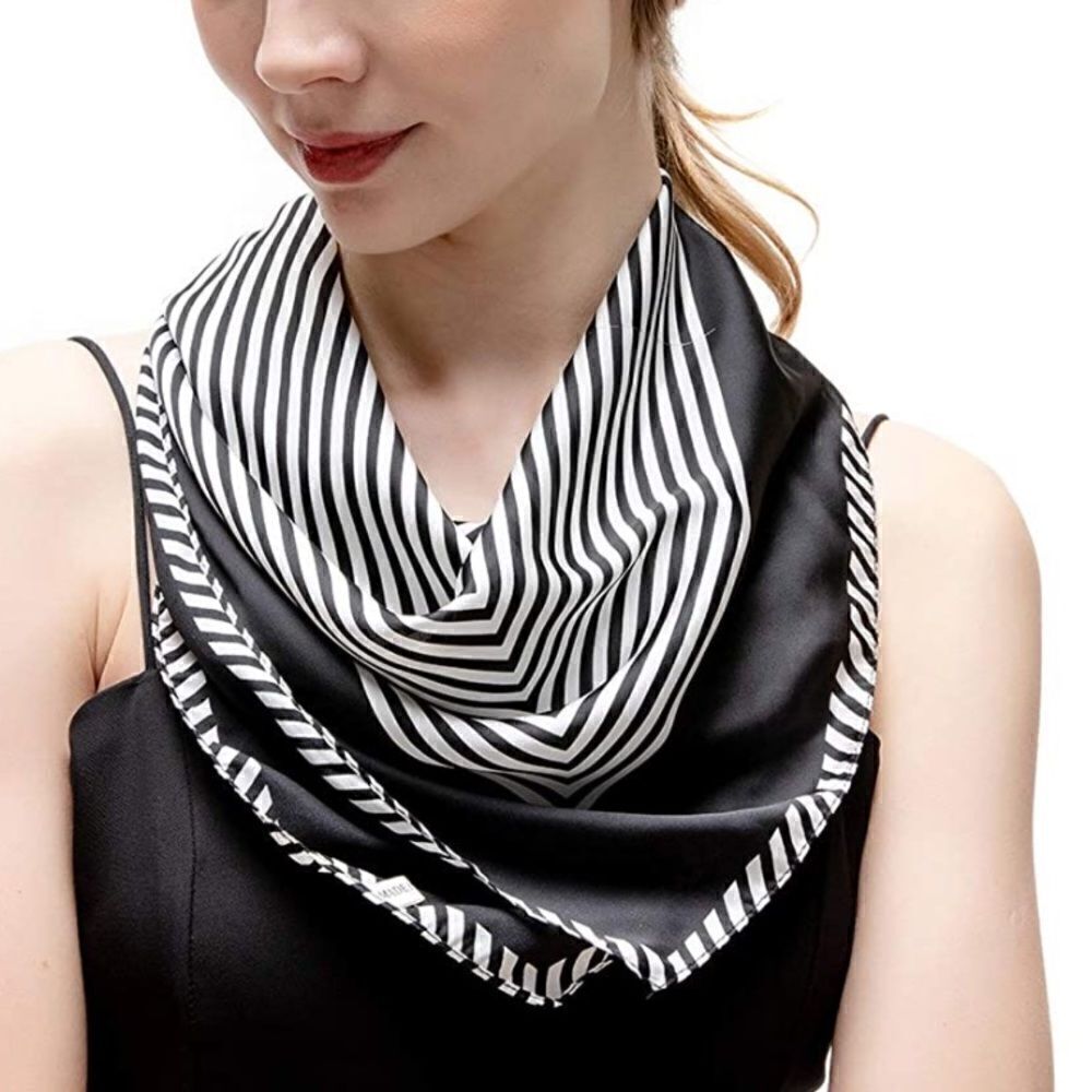 Black & White Silky Neck Scarf